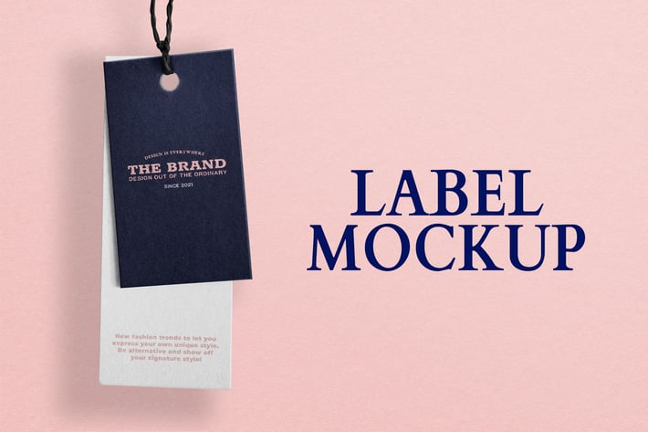 Label tags mockup with pink pastel background