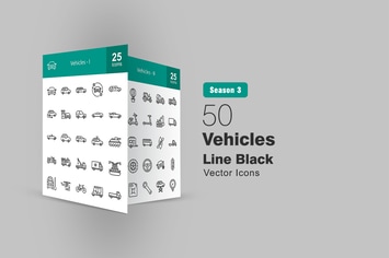 50 Vehicles Line Icons