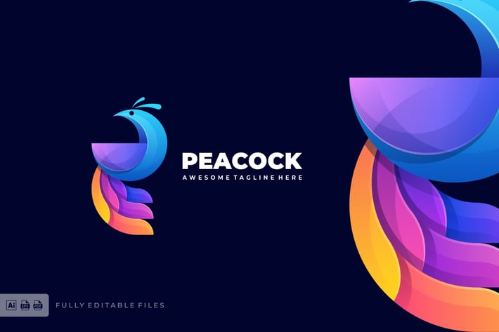Peacock Bird Color Logo Template
