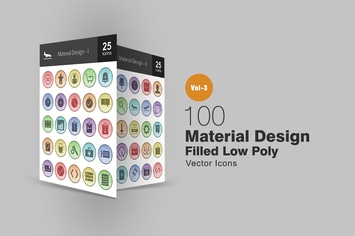 100 Material Design Filled Low Poly Icons