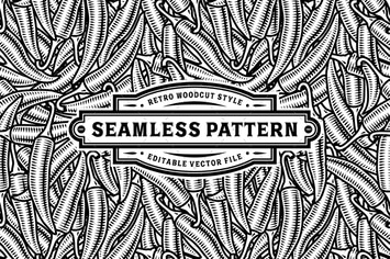 Seamless Chili Pepper Pattern Black And White