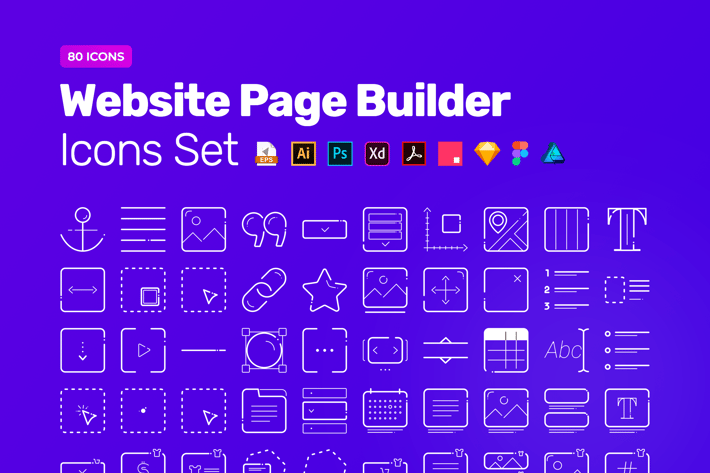 Website Page Builder Icon Pack – 80 Vector Icons