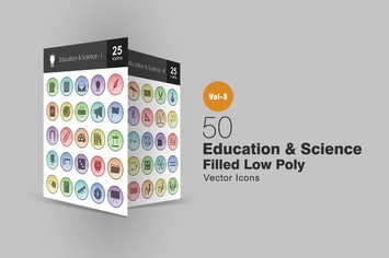 50 Education & Science Filled Low Poly Icons