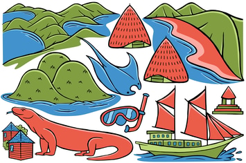 Labuan Bajo Doodle Vector #01