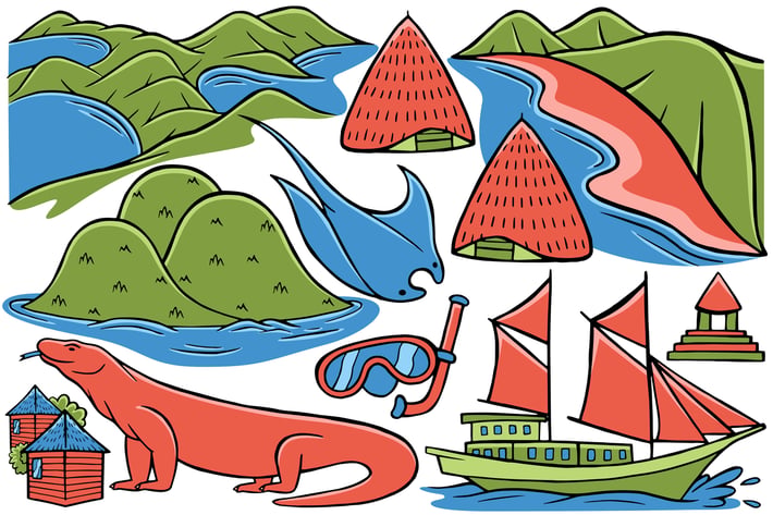 Labuan Bajo Doodle Vector #01