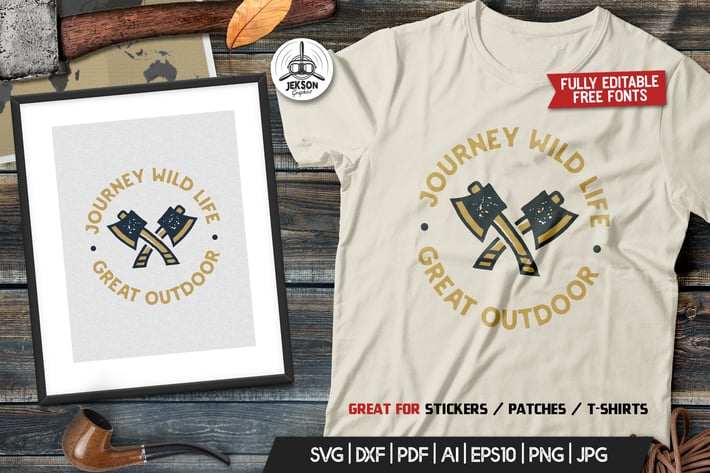 Outdoor Logo, Adventure Retro Print, Camp Shirt