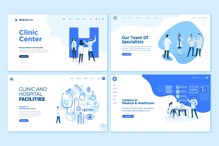 Set of Medical Web Page Design Templates 