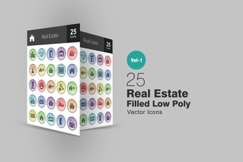 26 Real Estate Filled Low Poly Icons