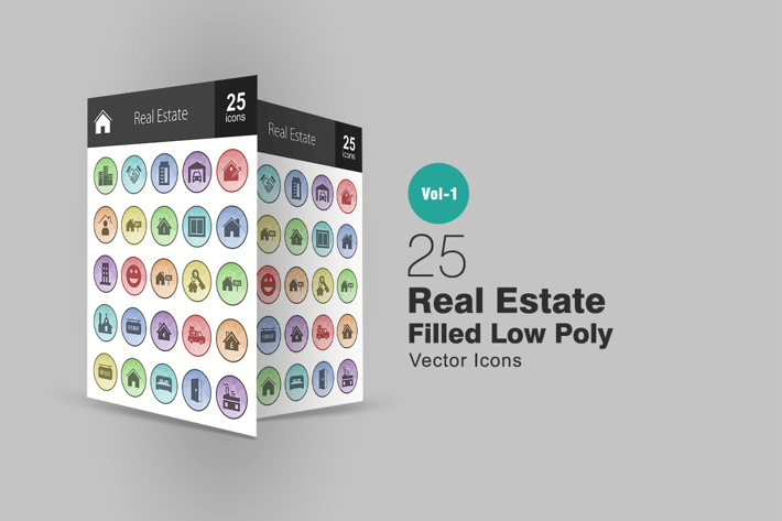 26 Real Estate Filled Low Poly Icons