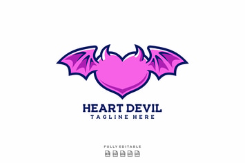 Heart Devil Logo Template