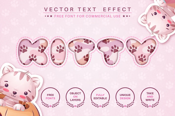 Paper cat - editable text effect, font style