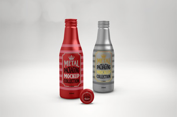 330ml Metal Drink Bottles Mockup