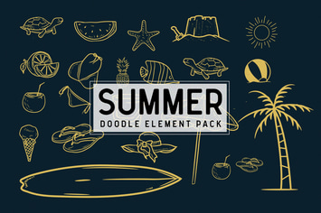 Summer doodle element pack