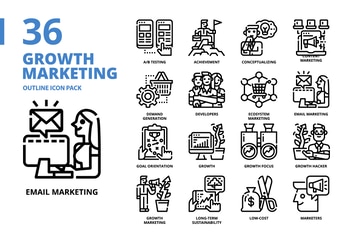 Growth Marketing Outline Style Icon Pack