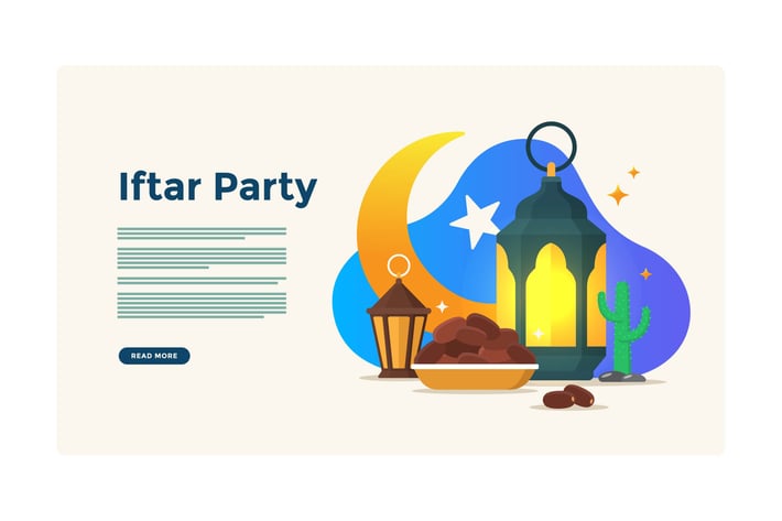 Iftar Party Flat Illustration