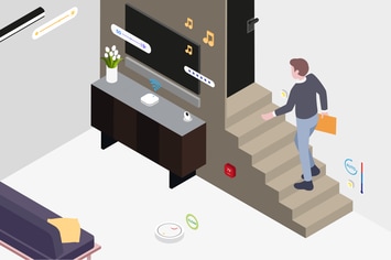 Smart Home Living Room Isometric Illustration