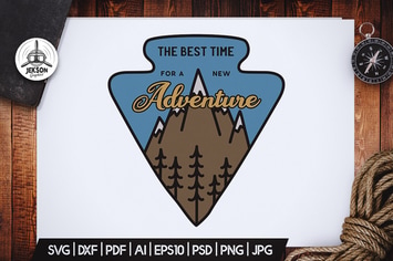 Hiking Adventure Badge Vector Retro Graphic Logo
