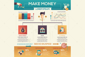 Make Money - flat design style poster