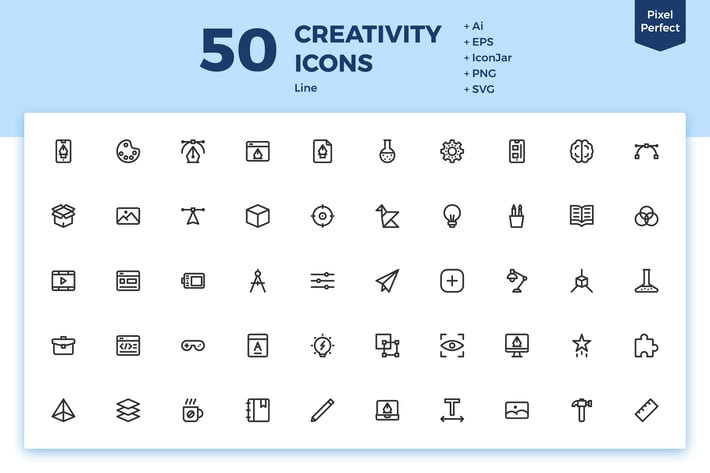 50 Creativity Icons (Line)