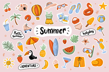 Hello Summer Cute Stickers Set