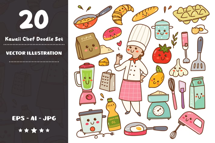 Kawaii Chef Doodle Set