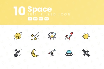 10 Space Semi Filled Icon Collection