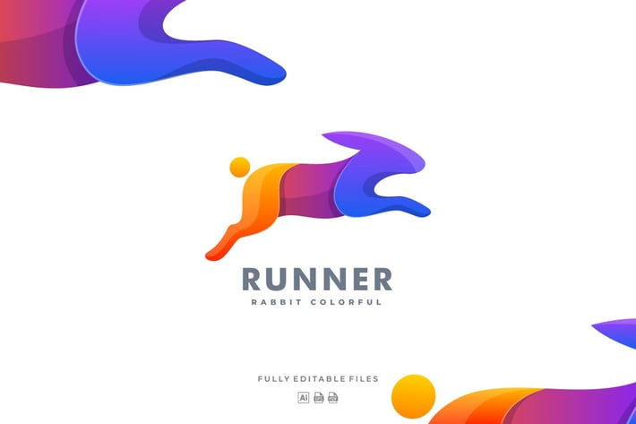 Rabbit Run Gradient Colorful Logo