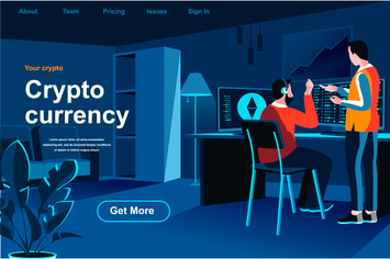Cryptocurrency Isometric Web Page Flat Concept