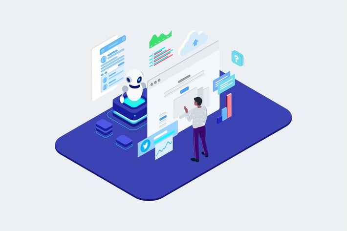 Human Chatting On Chatbot Application Isometric T2