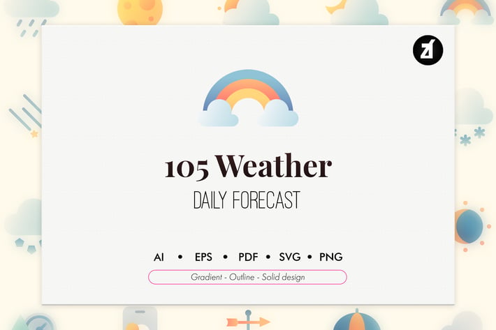 105 Weather forecast elements icon pack