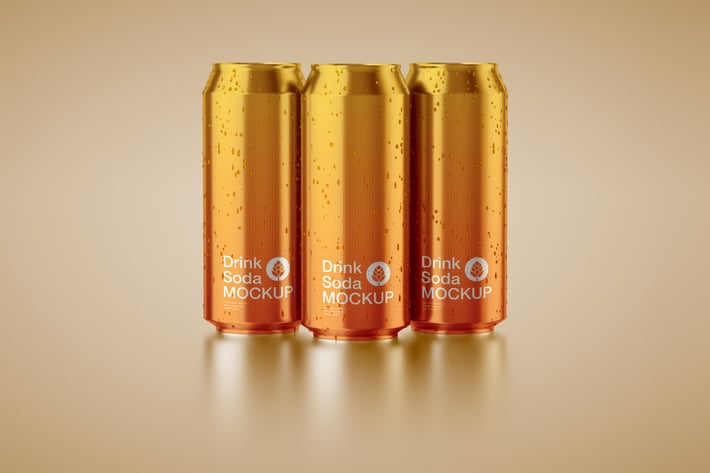 Set of 3 Aluminium Can Mockup