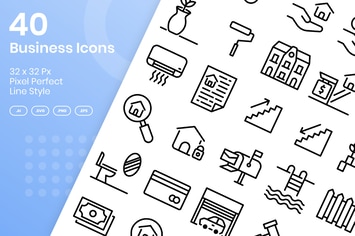 40 Business Icons Set - Line