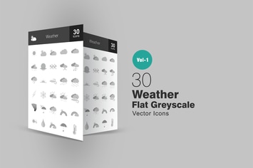 30 Weather Greyscale Icons