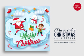 Merry Christmas Square Vector Card Vol.8
