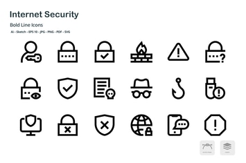 Internet Security Mini Bold Line Vector Icons