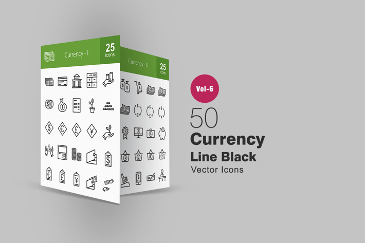 50 Currency Line Icons