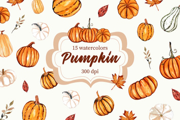 Pumpkin Autumn Watercolor