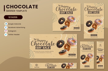 Chocolate Day Banner Ads Set Template
