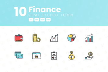 10 Finance Semi Filled Icon Collection