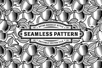 Seamless Apple Pattern Black And White