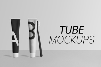 Minimal toothpaste tube mockup in black and white