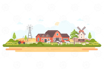 Country life - modern flat design illustration