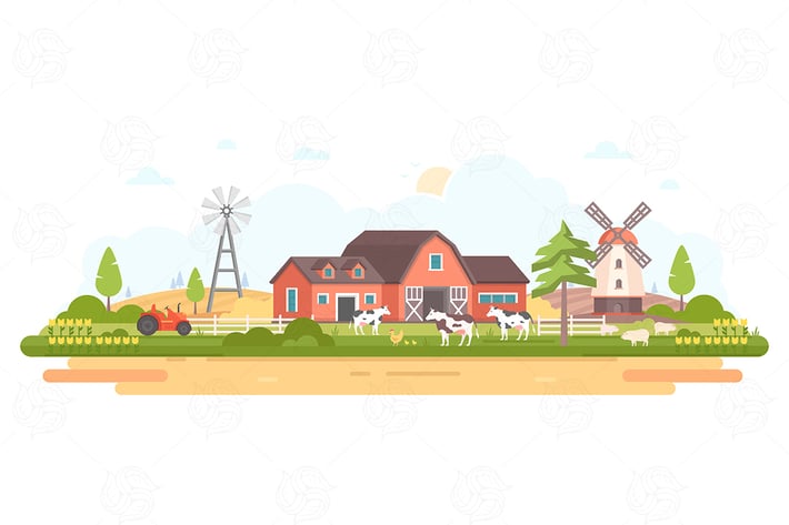 Country life - modern flat design illustration