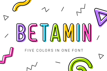 Betamin|colorful sans-serif font