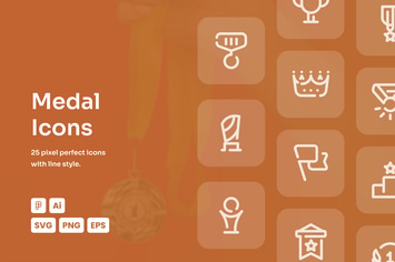 Medal Dashed Line Icons
