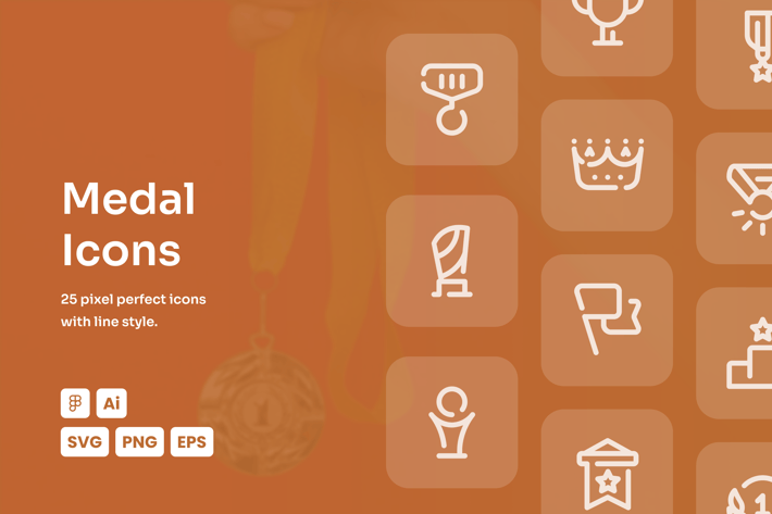 Medal Dashed Line Icons