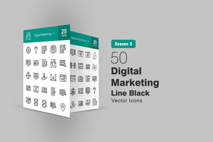 50 Digital Marketing Line Icons
