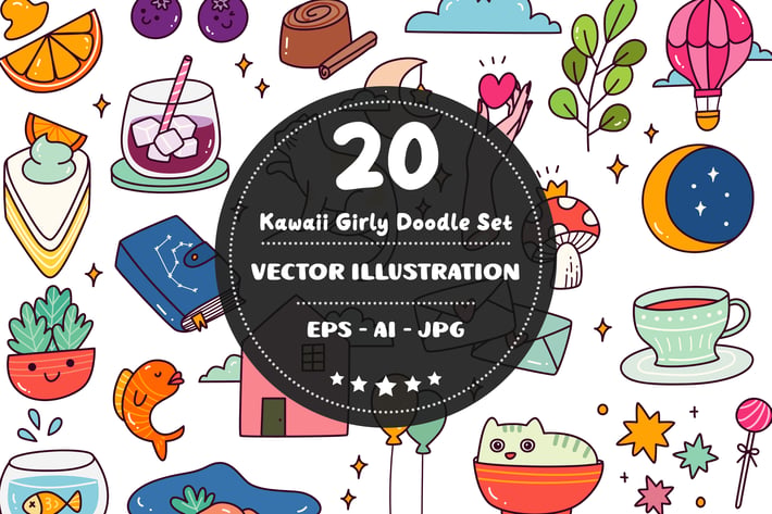 Kawaii Girly Doodle Set
