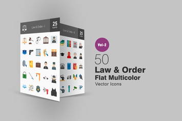 50 Law & Order Flat Multicolor Icons