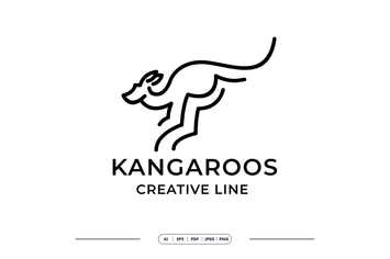 Kangaroo Simple Line Logo Template